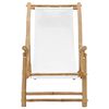 vidaXL Deck Chair Bamboo and Canvas Cream White