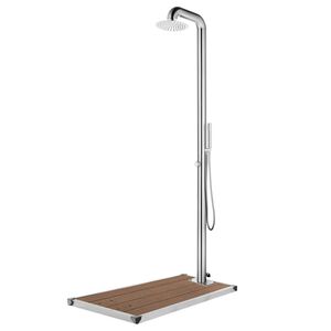 vidaXL Garden Shower with Brown Base 230 cm Stainless Steel