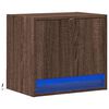 vidaXL Wall-mounted Bedside Cabinet with LED Lights Brown Oak