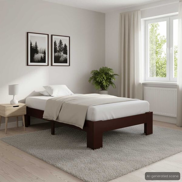 vidaXL Bed Frame without Mattress Dark Brown Solid Pine Wood 90x200 cm