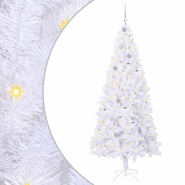 vidaXL Artificial Christmas Tree with Stand White 210 cm PVC and Steel