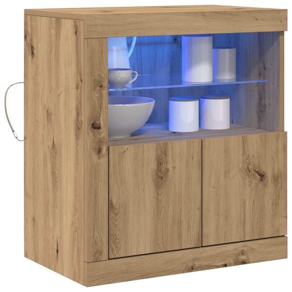 vidaXL LED Sideboard Brown 60.5 x 37 x 67 cm Engineered Wood