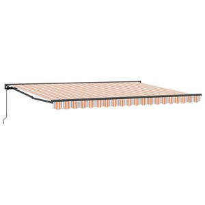 vidaXL Manual Retractable Awning Orange, Grey, Blue and White