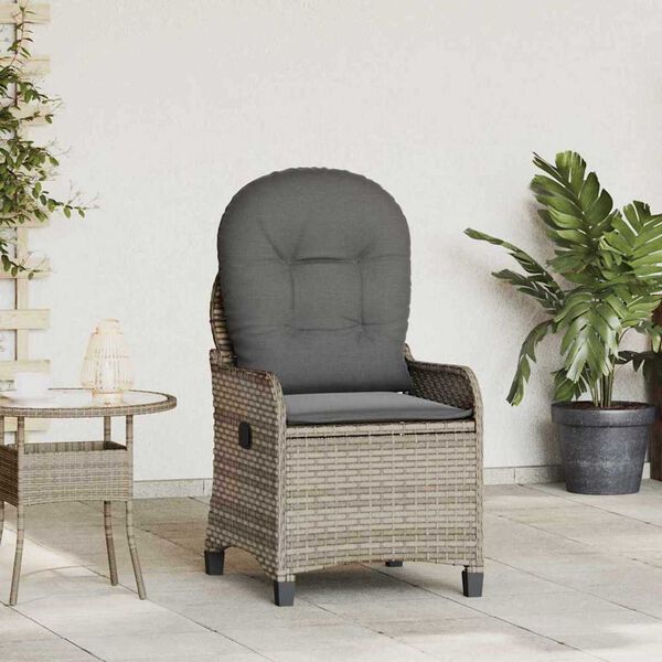 vidaXL Recliner Chair Grey 56 x 66 x 95cm Poly Rattan
