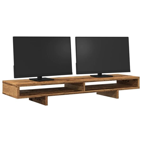 vidaXL Monitor Stand Old Wood 100x27x15 cm Engineered Wood