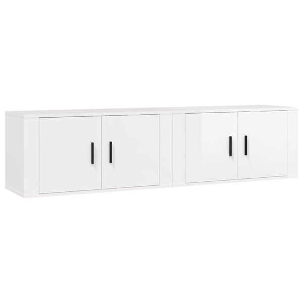 vidaXL Wall-mounted TV Cabinets 2 pcs High Gloss White 80x34.5x40 cm