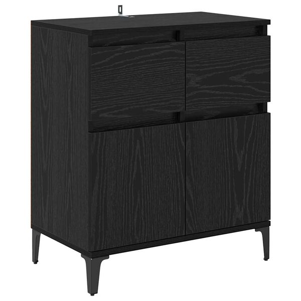 vidaXL Sideboard Black Oak 60 x 35 x 70 cm Engineered Wood and Iron