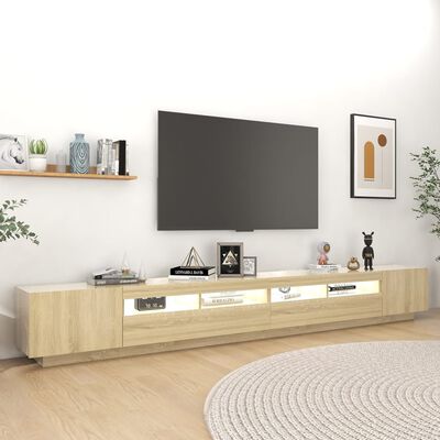 vidaXL TV Cabinet with LED Lights Sonoma Oak 300x35x40 cm