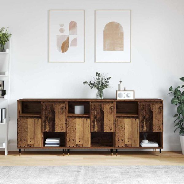vidaXL Sideboards 3 pcs Old wood 180 x 35 x 70 cm Engineered wood