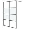 vidaXL Walk-in Shower Wall Black 140x195 cm Half Frosted ESG Glass