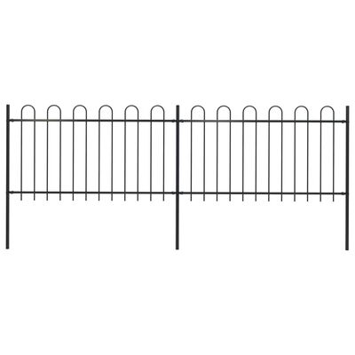 vidaXL Garden Fence with Hoop Top Steel 3.4x1 m Black