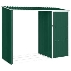 vidaXL Garden Firewood Shed Green 245x98x159 cm Galvanised Steel