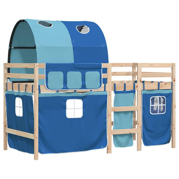 vidaXL Kids' Loft Bed with Tunnel without Mattress Blue 90x200 cm