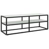 vidaXL TV Cabinet Black with White Marble Glass 120x40x40 cm