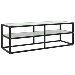 vidaXL TV Cabinet Black with White Marble Glass 120x40x40 cm