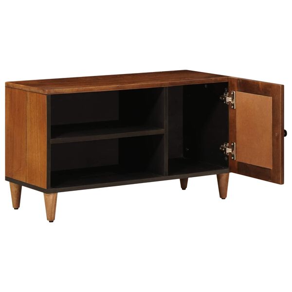 vidaXL TV Cabinet with Door Walnut 80 x 31.5 x 46 cm Solid Mango Wood