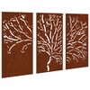 vidaXL Garden Wall Decorations 3 pcs 105x55 cm Corten Steel Tree Design