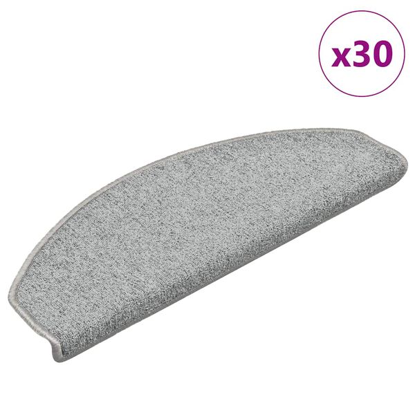 vidaXL Stair Mats 30 pcs 65x24x4 cm Light Grey Half Round Large