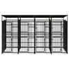 vidaXL Outdoor Dog Kennel with Roof Steel 7.37 m&sup2;