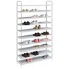 vidaXL Shoe Rack with 10 Shelves Metal and Non-woven Fabric Silver