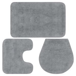 vidaXL Bathroom Mat Set 3 Pieces Fabric Grey