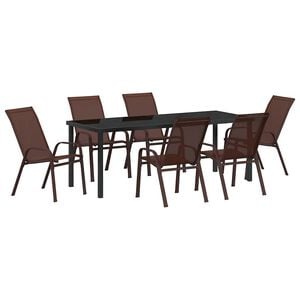 vidaXL Garden Dining Set 7 pcs Brown and Black Powder-coated Steel