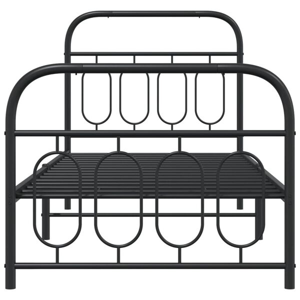 vidaXL Metal Bed Frame without Mattress with Footboard Black 90x200cm