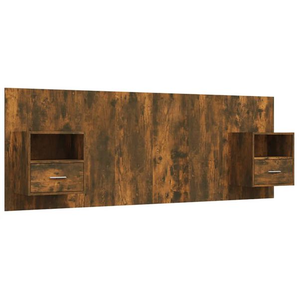 vidaXL Bed Headboard with Cabinets Smoked Oak Engineered Wood