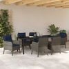 vidaXL Garden Dining Set with Cushion 7 pcs Grey Poly Rattan
