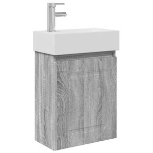 vidaXL Bathroom Vanity Unit with Tap Grey Sonoma 45.5 x 22.5 x 84 cm
