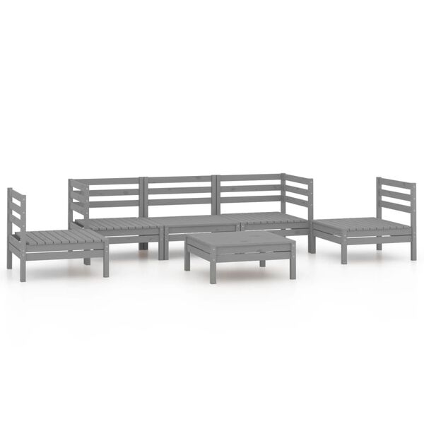 vidaXL 6 Piece Garden Lounge Set Grey Solid Pinewood