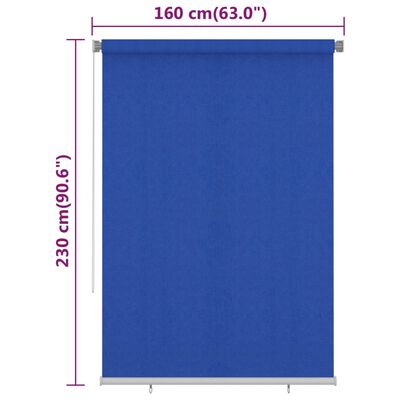 vidaXL Outdoor Roller Blind 160x230 cm Blue HDPE