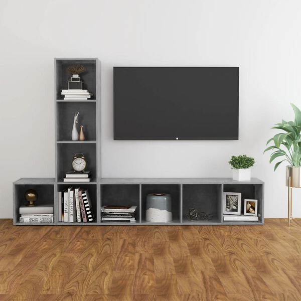 vidaXL 3 Piece TV Cabinet Set Concrete Grey Engineered Wood