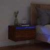 vidaXL Wall-mounted Bedside Cabinet with LED Lights Brown Oak