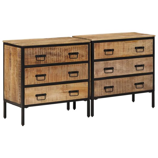 vidaXL Sideboards 2 pcs 70x35x70 cm Solid Rough Wood Mango