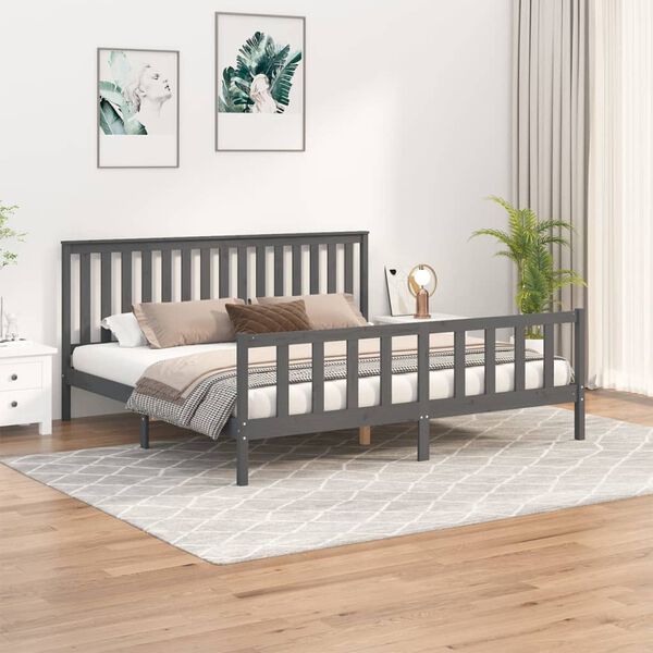 vidaXL Bed Frame without Mattress Grey 200x200 cm Solid Wood Pine