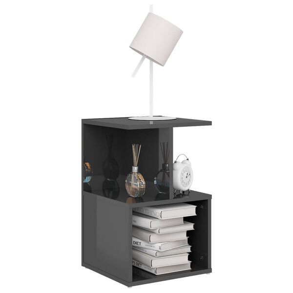 vidaXL Bedside Cabinet High Gloss Grey 35x35x55 cm Engineered Wood