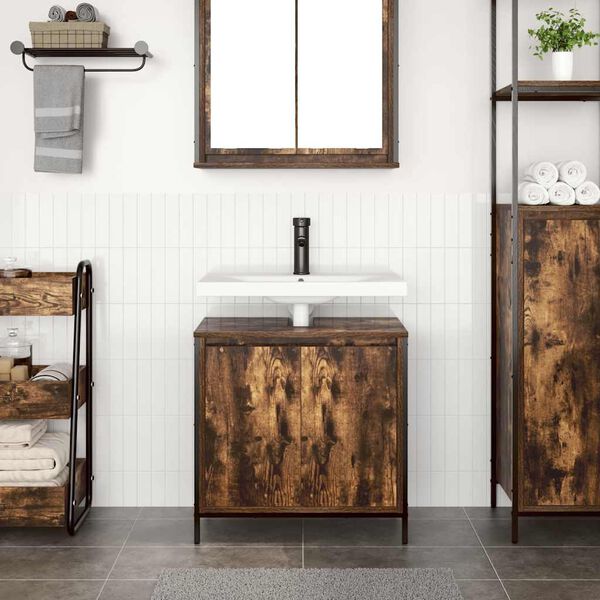 vidaXL Bathroom Basin Cabinet Smoked Oak 60x34.5x60 cm