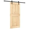 vidaXL Sliding Door Natural and Black 90 x 210 cm Solid Pine Wood