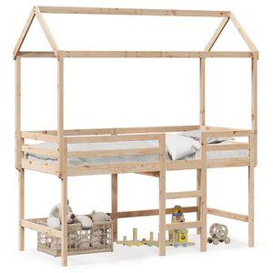 vidaXL Loft Bed with Ladder and Roof without Mattress 90x190 cm Single