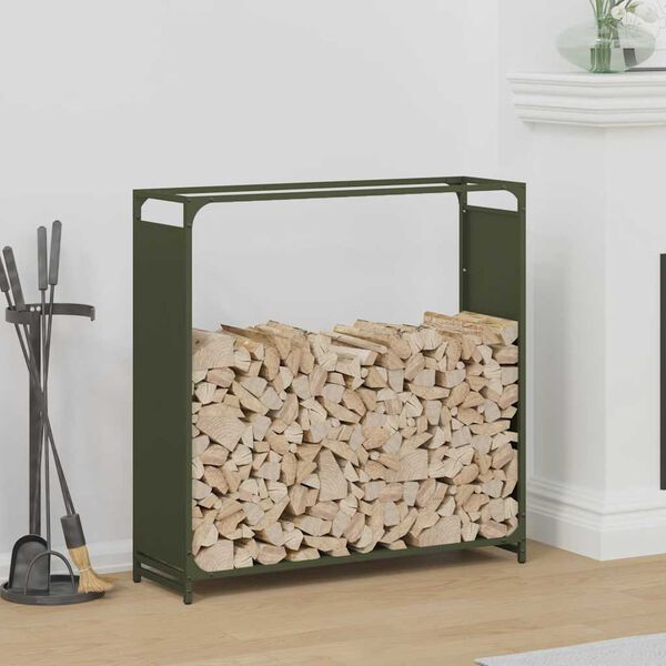vidaXL Firewood Rack Olive Green 90x28x90 cm Cold-rolled steel