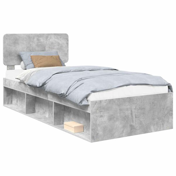 vidaXL Bed Frame Concerte Grey 75 x 190 cm Solid Pine Wood