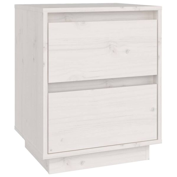 vidaXL Bedside Cabinet White 40x35x50 cm Solid Wood Pine
