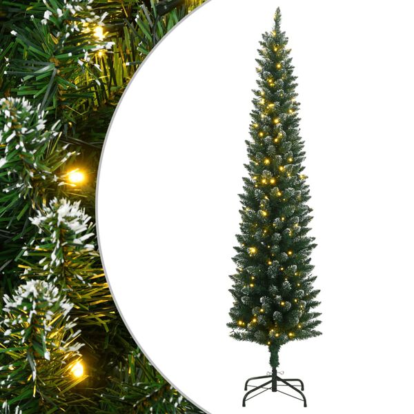 vidaXL Artificial Slim Christmas Tree 300 LEDs 240 cm