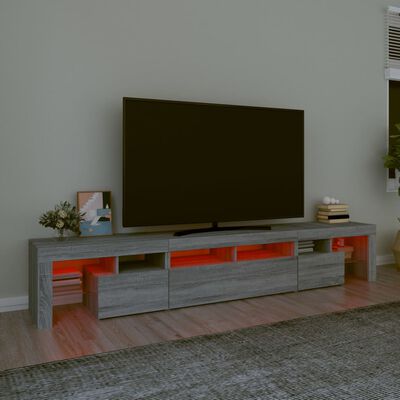 vidaXL TV Cabinet with LED Lights Grey Sonoma 230x36.5x40 cm