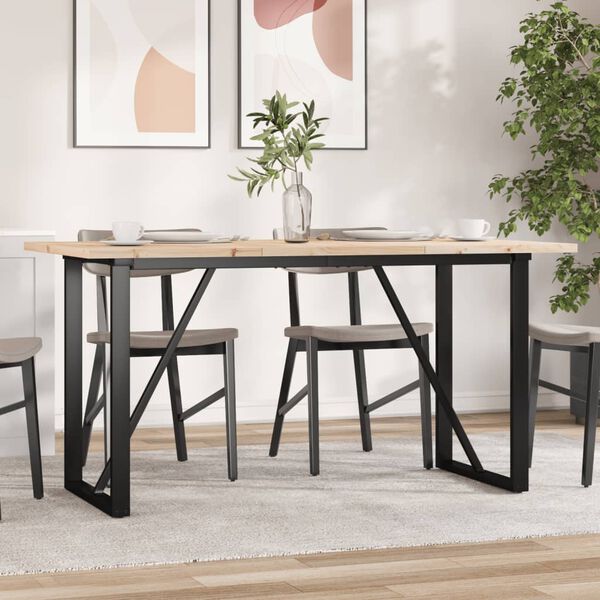 vidaXL Dining Table O-Frame 160x80x75.5 cm Solid Wood Pine and Steel