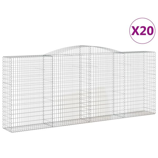 vidaXL Arched Gabion Baskets 20 pcs 400x50x160/180 cm Galvanised Iron