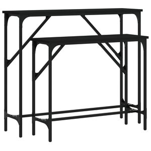 vidaXL Console Tables 2 pcs Black Engineered Wood