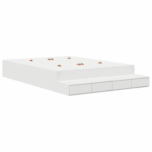 vidaXL Storage Bed Frame with Drawer White 140 cm Engineered Wood