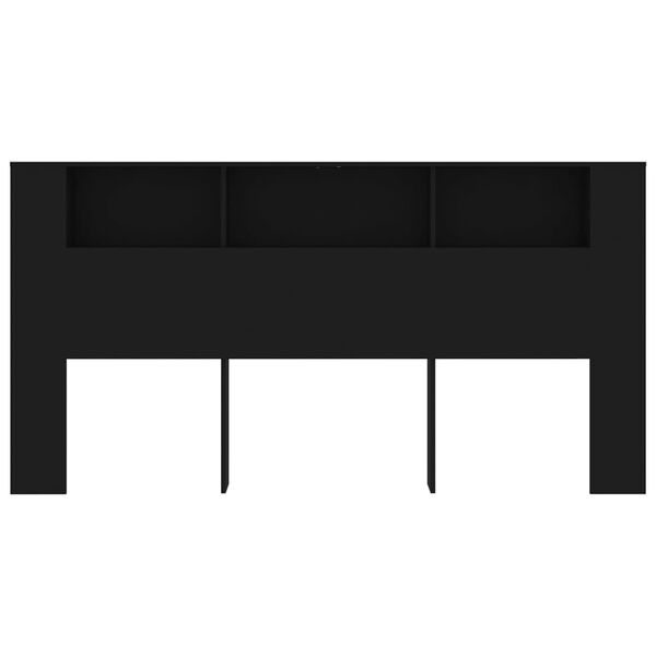vidaXL Headboard Cabinet Black 200x18.5x104.5 cm